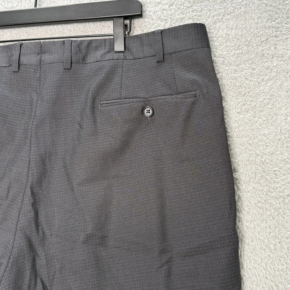Santorelli 42x30 Romeo Mens Dress Pants 100% Wool Gray Check Italy Made Straight